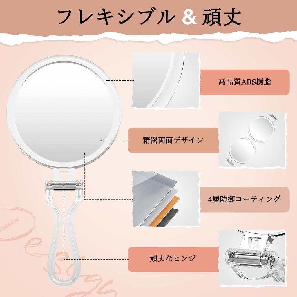 Auxmir Ручное увеличительное стекло 30x и 1x Складное с подставкой и ручным зеркалом для подвешивания с легко очищаемым зеркалом, Увеличение, Зеркало, Зеркало,