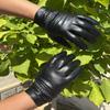 Jiuyunmeng Men's Genuine Leather Gloves, Winter Korean Style, Velvet-Lined, Thick, Warm, Waterproof Motorcycle Riding Gloves