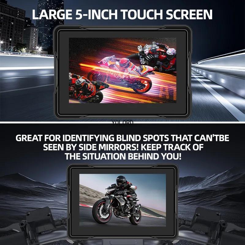5 Inch Motorcycle DVR GPS Navigation Wireless CarPlay Moto Android Auto Portable Digital Dashboard Display Screen Monitor