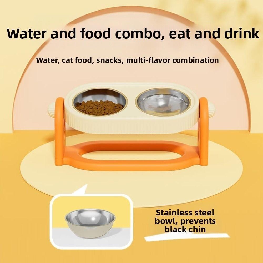 Вращающаяся миска для домашних животных на высоких ножках, двойная миска, нескользящая, приподнятая кормушка для животных, предотвращающая рвоту, устойчивая, дозатор корма для животных