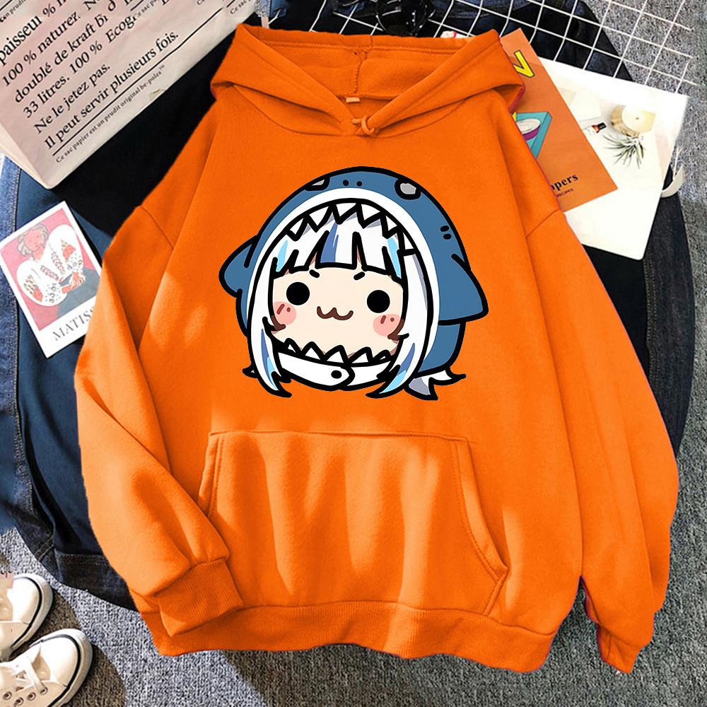 Толстовки Hololive на английском языке VTuber Gawr Gura Merch Causal Japanese Streetwear для мужчин с длинным рукавом, толстовка с капюшоном, повседневная толстовка Y2K
