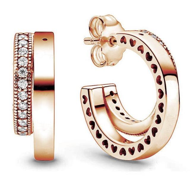 Серьги из стерлингового серебра 925 пробы Allure Of Faith Signature Circles Moments, очаровательные серьги-кольца с двойным кольцом для женщин, модные украшения