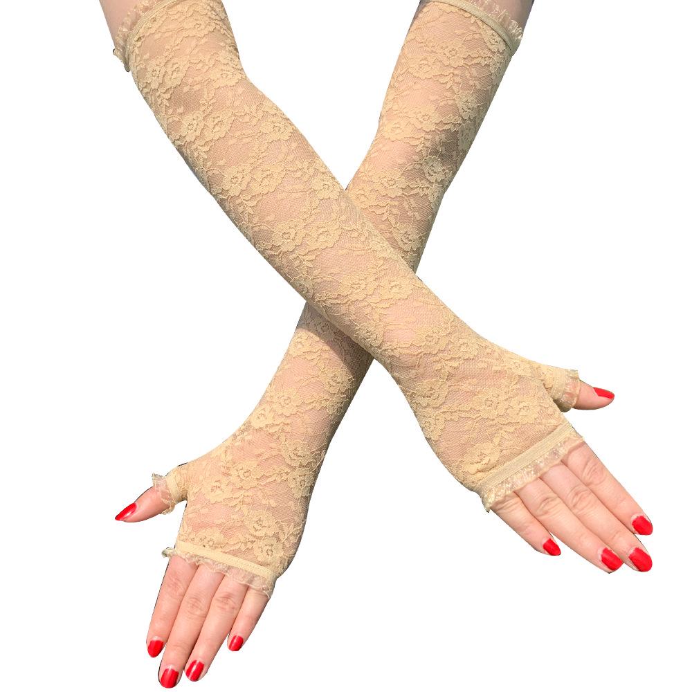 Перчатки с кружевом на половину пальца, женские летние солнцезащитные манжеты, для вождения, верховой езды, с защитой от ультрафиолетового излучения, с защитой от проникновения солнечных лучей