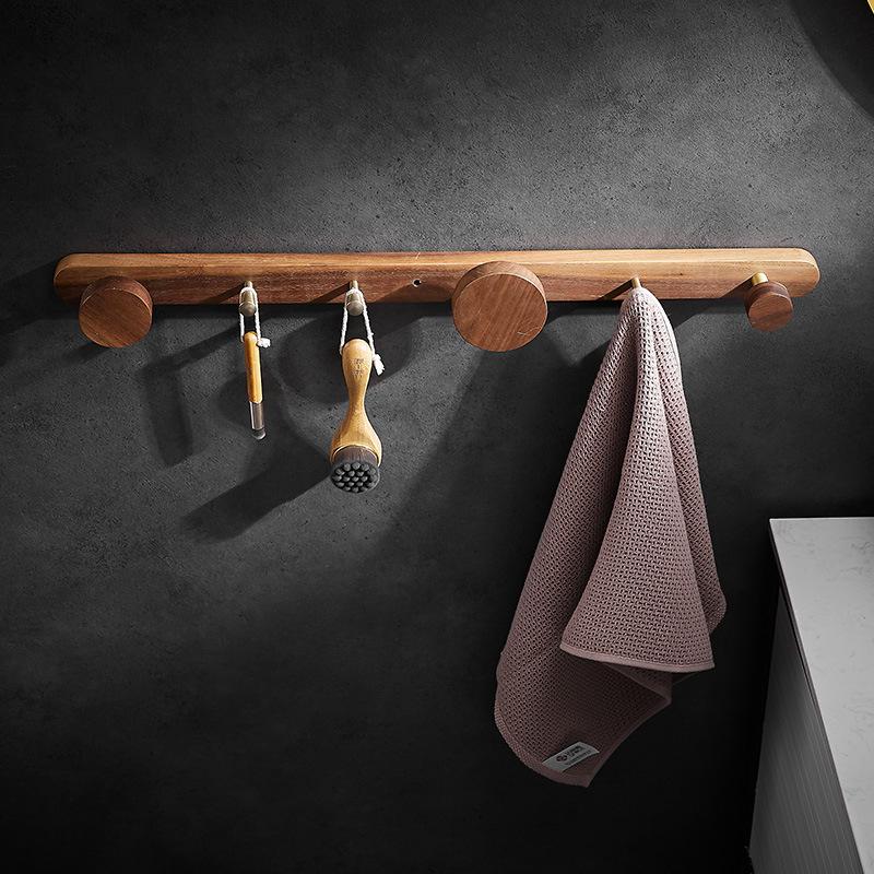 Creative Solid Wood Bathroom Coat Hook Towel Hook Black Walnut Row Hook Toilet Porch Door Back Wall Mounted Coat Hat Hooks