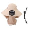 Fan Hat USB Charging Detachable Fan Wide Trim Sun Hat with Cape for Outdoor Activities Khaki Color