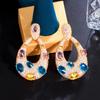 Light Luxury Heavy Industry Design Sense Rainbow Romantic Big Earrings, Colorful Exaggerated Banquet Catwalk Zircon Earrings