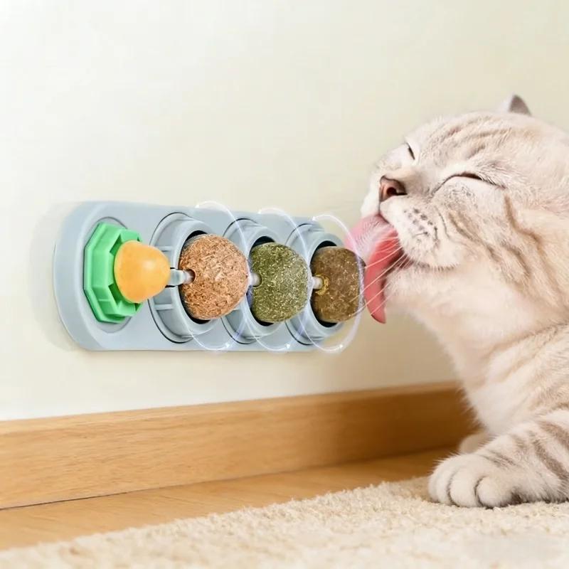 Кошачья мята Шарики 4 в 1 Лижущая Закуска для Кошек Котенка Жевательная Игровая Игрушка Чистка Зубов Стимуляция Пищеварения Аксессуары для Домашних Кошек Игрушки