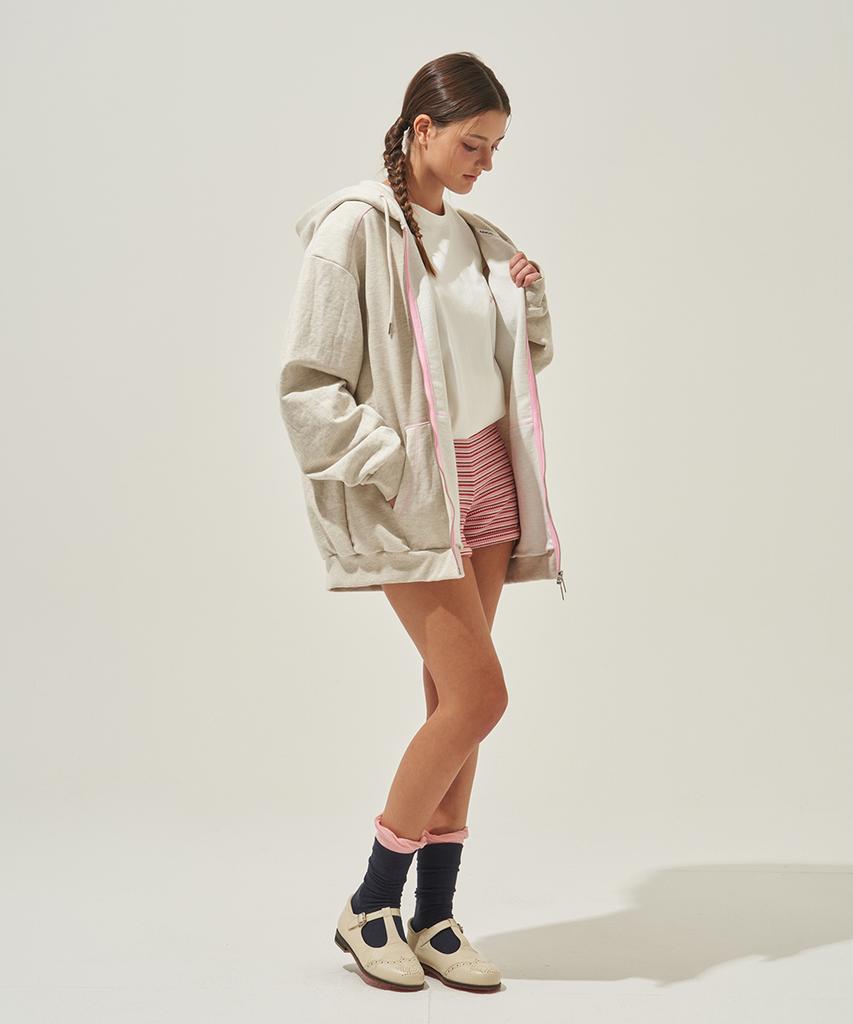 Kandini Grey (Oatmeal) Stitch Zip-Up Hoodie (Unisex)