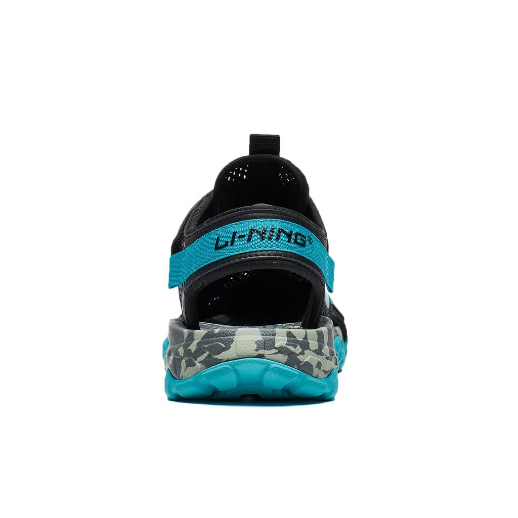 Li Ning Kids Sports Lifestyle Synthetic Leather Fashion Simple Versatile Lightweight Shock Absorbing Low Top Sandals Kids Sandals Black YKUT032-13A