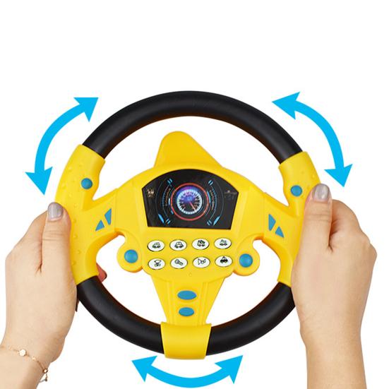 Kids Steering Wheel Toy with Suction Cup Music 360 Degrees Rotatable Toddlers Car Driving Simulation
