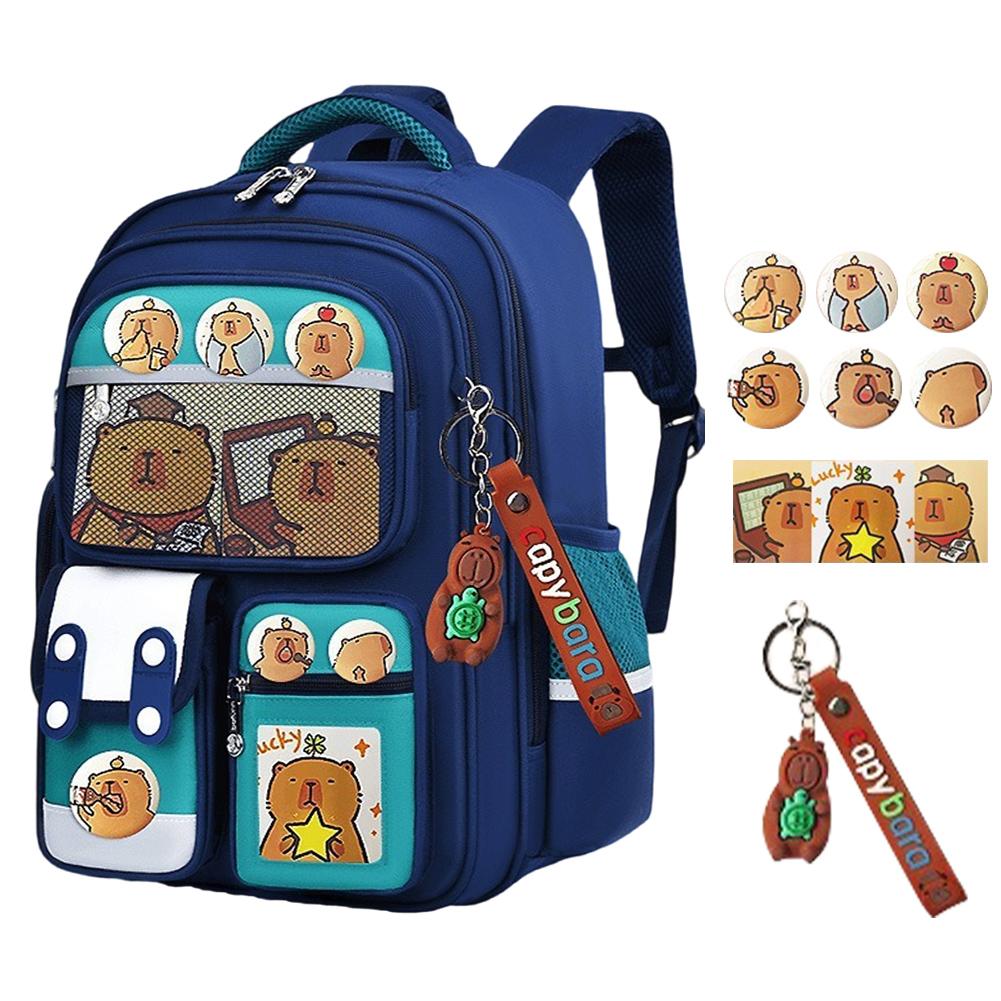 Capybara Kawaii Schoolbag Adjustable Strap Adorable Daypack Wear Resist Oxford Cloth Rucksack Travel Vacation Backpack