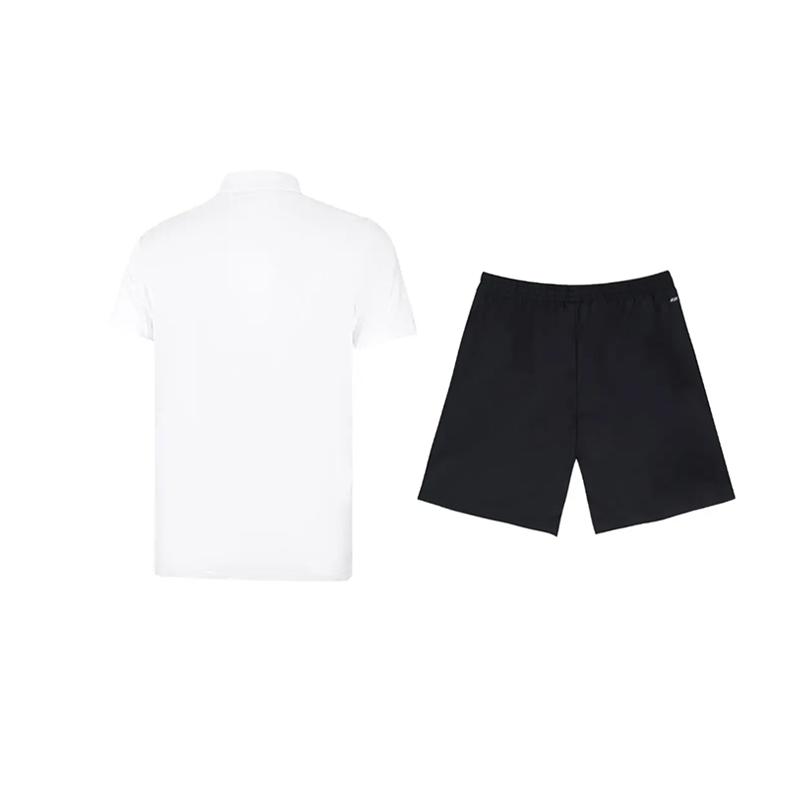 Li Ning Plain Simple Breathable Comfortable Versatile Short Sleeve Polo Shirt Casual Sports Set Unisex Polo Shirts White Black APLV495-1+YKSV147-2