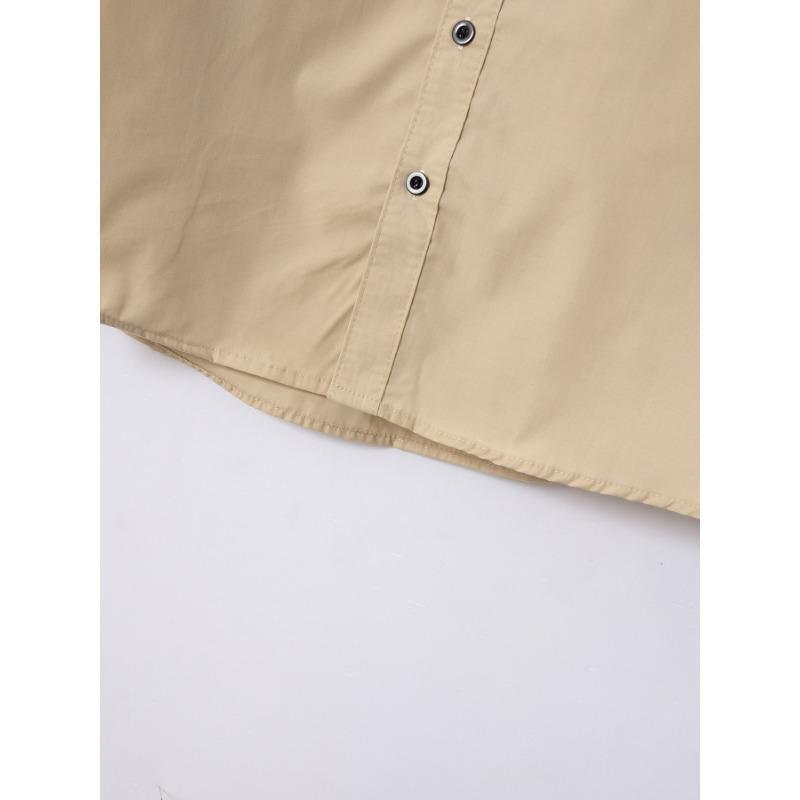 Мужская рубашка в стиле business casual с цветовыми блоками, длинным рукавом и свободным кроем