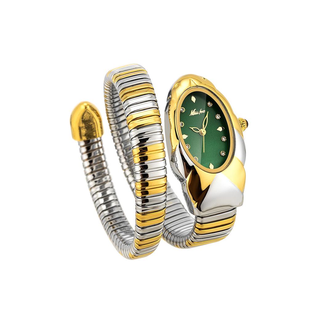 MISSFOX Женские часы-браслет Змея из нержавеющей стали Модные Золотые Женские часы Часы Роскошные Женские Наручные часы Водонепроницаемые часы