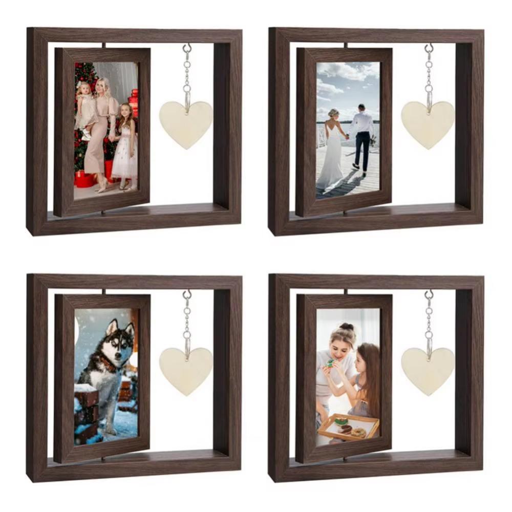 With Heart Pendant Desktop Photo Frame Wooden Photo Display Frame Home Supplies