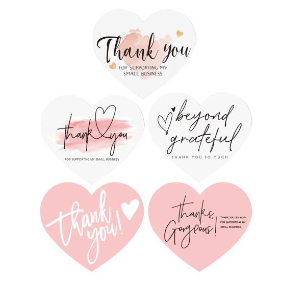 150 Pcs Love Heart Shaped Thank You Cards 2.36 X 2.76 Inch Blank Notecards Greeting Cards for Wedding Baby Shower Small Business