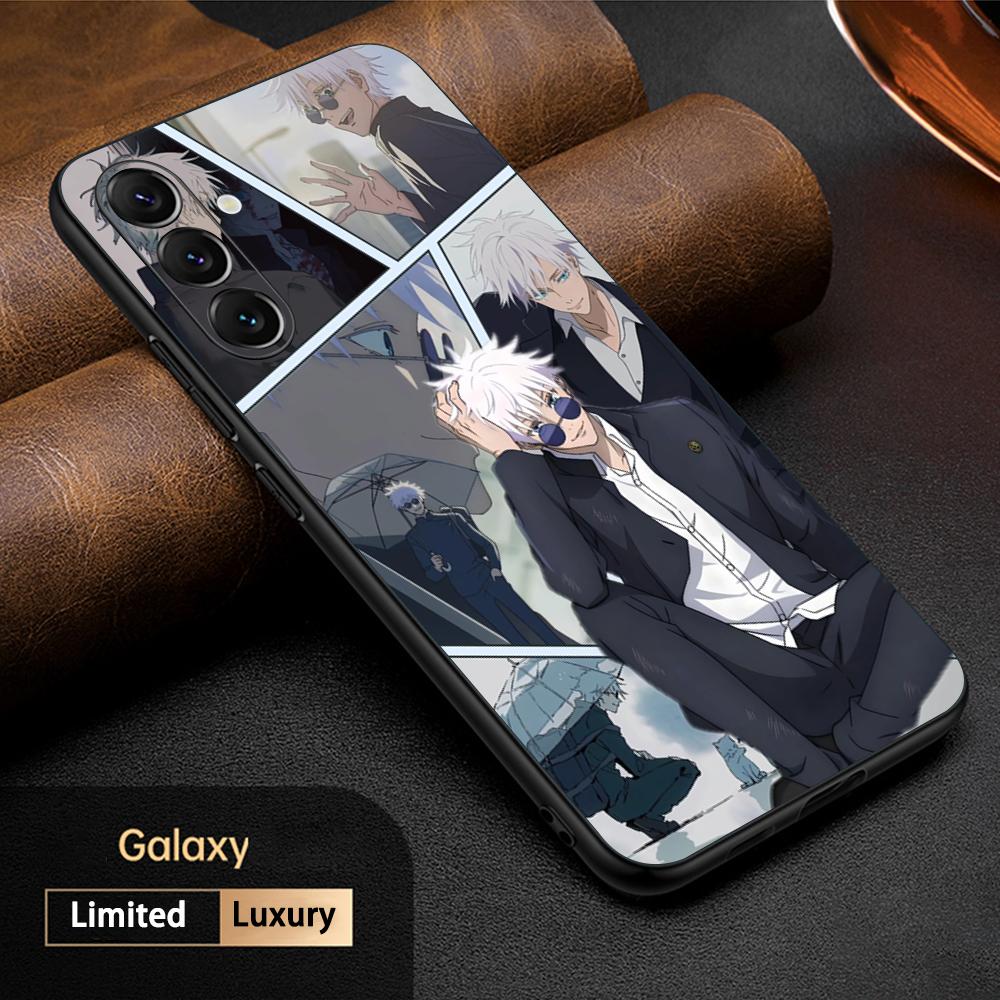 Горячий аниме-мужчина Сатору Годжо Дизайн Чехол для телефона Для Samsung Galaxy S26 S25 S24 S23 S22 S21 Plus Ultra Note20 Мягкий Черный
