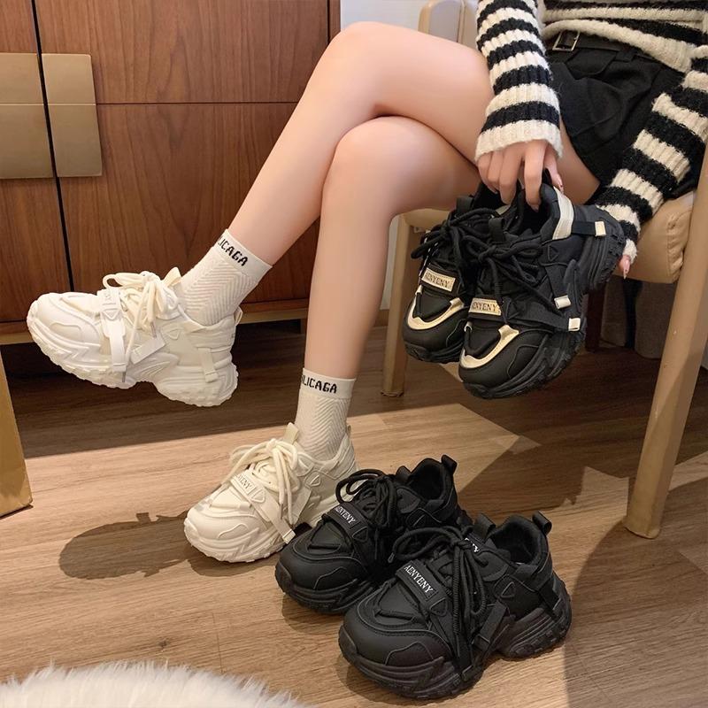 Fried Street платформа папины кроссовки женские небольшое увеличение роста универсальные 2025 новые весна и осень популярные маффины повседневные спортивные туфли