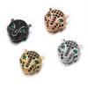 Handmade DIY Copper Inlaid Zirconium Leopard Head Round Hole Loose Bead Pendant Accessories