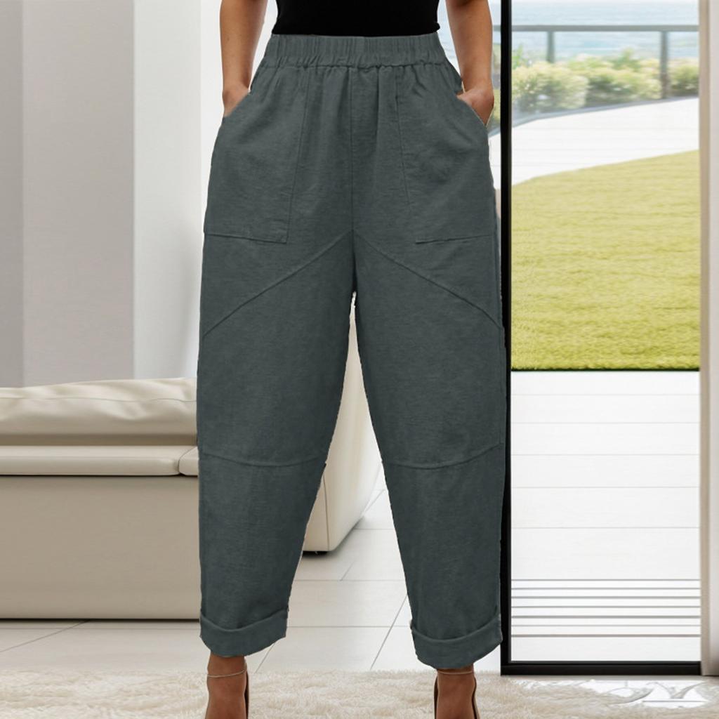 Новые осенне-зимние женские модные однотонные повседневные брюки с карманами