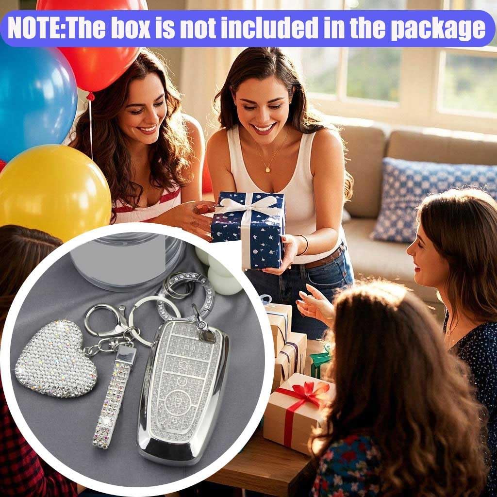Key Fob Cover with Diamond Keychain for Women, Car Key Holder Compatible with Ford Explorer Fusion Edge Expedition F150 F250 F350 F450 F550 Maverick