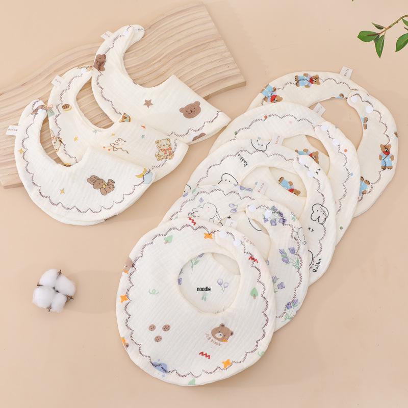 Хлопковый детский слюнявчик с вращением на 360° - Абсорбирующее круглое полотенце для слюны