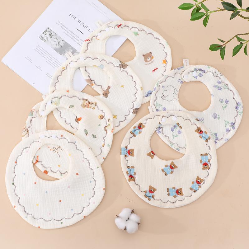 Хлопковый детский слюнявчик с вращением на 360° - Абсорбирующее круглое полотенце для слюны