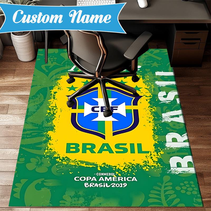Custom Name Brazilian Football Championship Rug Game Carpet,Floor Mat for Bedroom Living Room Entryway Rug,Home Decor Gift for Christmas birthday