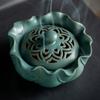 1 шт., креативный держатель для благовоний, лист лотоса, керамический домашний декор, курильница, печь для благовоний, винтажная
