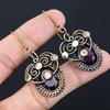 Beautiful Iolite Gemstone Handmade Pure Copper Wire Wrapped Earring Jewelry