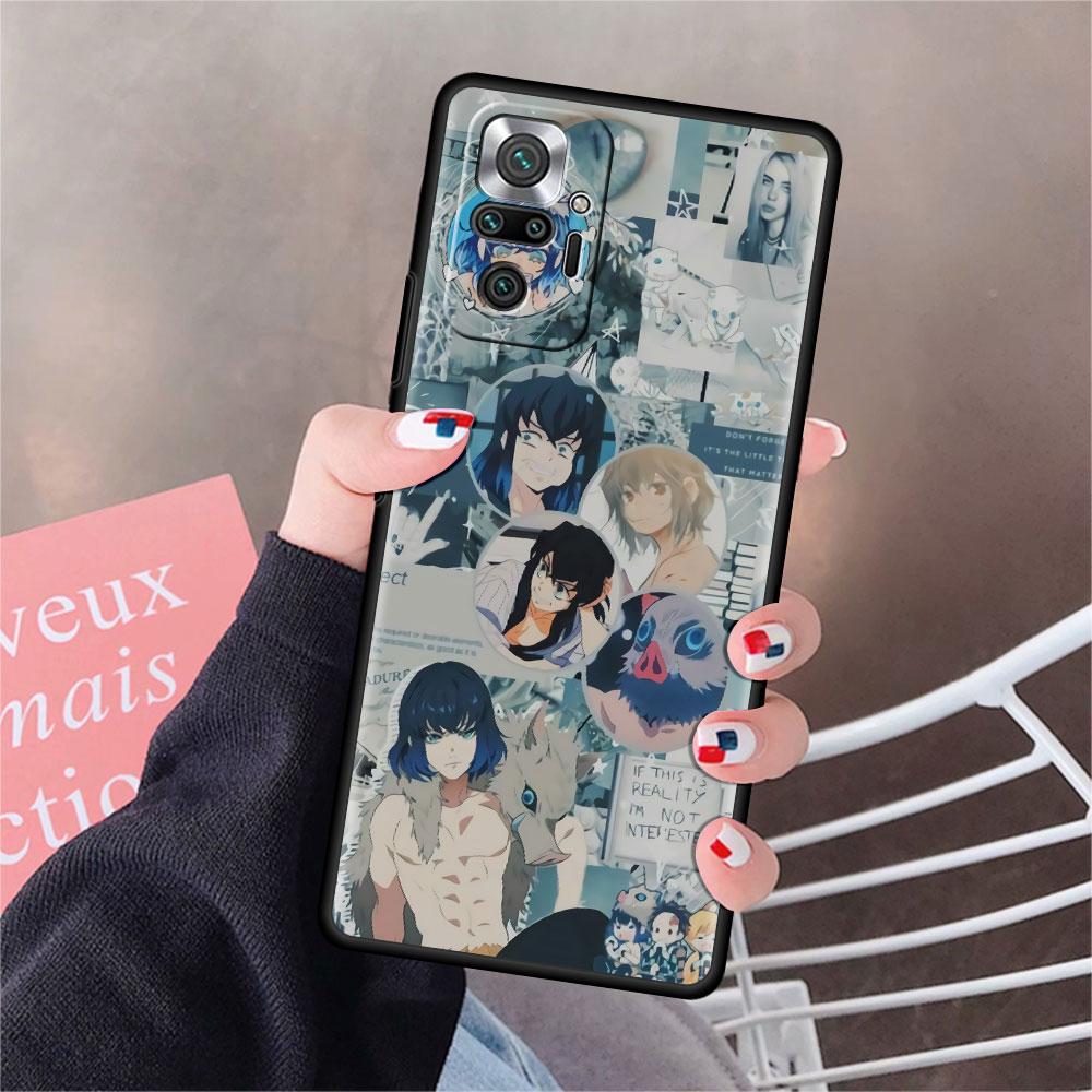 Роскошный черный чехол для телефона Xiaomi Redmi Note 11 10 9 8 7 Pro 9S 9A 9C 10s 8T K40 10C 10S Funda Cover Kimetsu Yaiba Demon Slayer