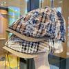 2025 Тай-дай клетчатая кепка с козырьком детская осенняя ретро мода досуг зарубежный тренд уличный стиль кепка с козырьком стройнит