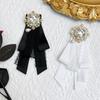 Korean Vintage Black Lace Bow Brooch Shirt Tie Corsage Female Mourning Brooch Collar Pins College Style Neckline Accessories