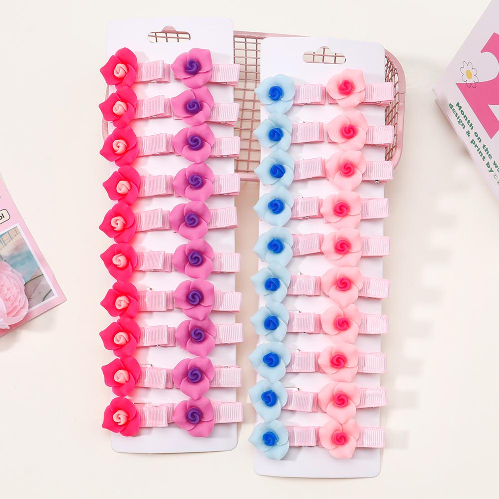 10Pcs New Solid Camellia Hairpins Hair Clips for Kids Fashion Headdress Princess Fairy Hairpin Fashion Baby Accessories