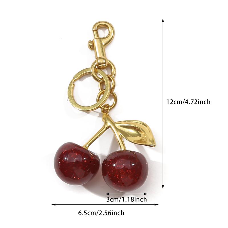 Модный брелок с красными вишнями, летние фрукты, вишня, кулон, брелок для женщин, мужчин, сумка, аксессуары