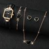 Xiaomi 5PCS Elegant Rectangle Women Watch Heart Jewelry Set Fashion Leather Strap Quartz Wristwatches Reloj Mujer Clock (Without Box)