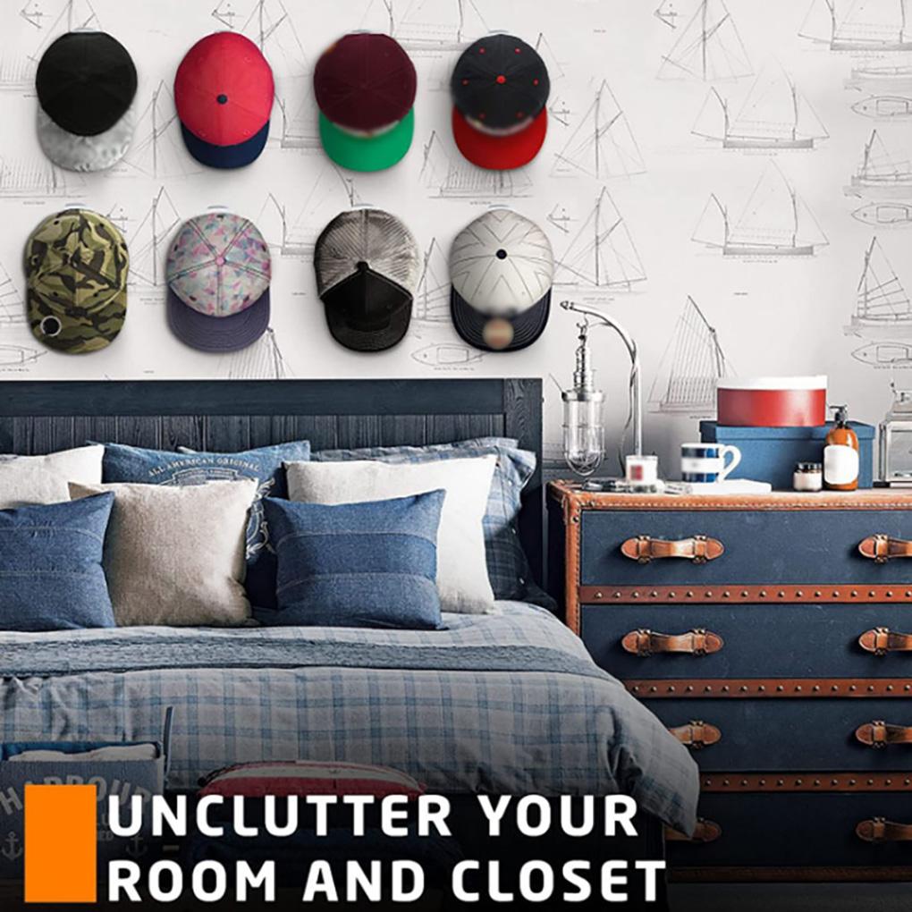 Упаковка из 10 держателей для бейсболок с предварительно просверленными отверстиями, самоклеящиеся, для шкафа, спальни, офиса, для хранения головных уборов, вешалка-крючок