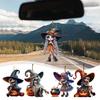 Halloween Witch Pendant Acrylic Car Charm Rearview Mirror Decoration Festive Atmosphere Scene Accessory