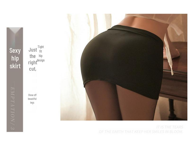 Мужской Ян Сексуальный Секретарь Офисный Работник Учитель Униформа Комплект: Блузка на шнуровке и облегающая юбка-карандаш, двухпредметный комплект