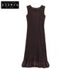 PLEATS PLEASE Brown PP63-JH612 One-Piece Sleeveless Dress Dress 4 BrownUsed