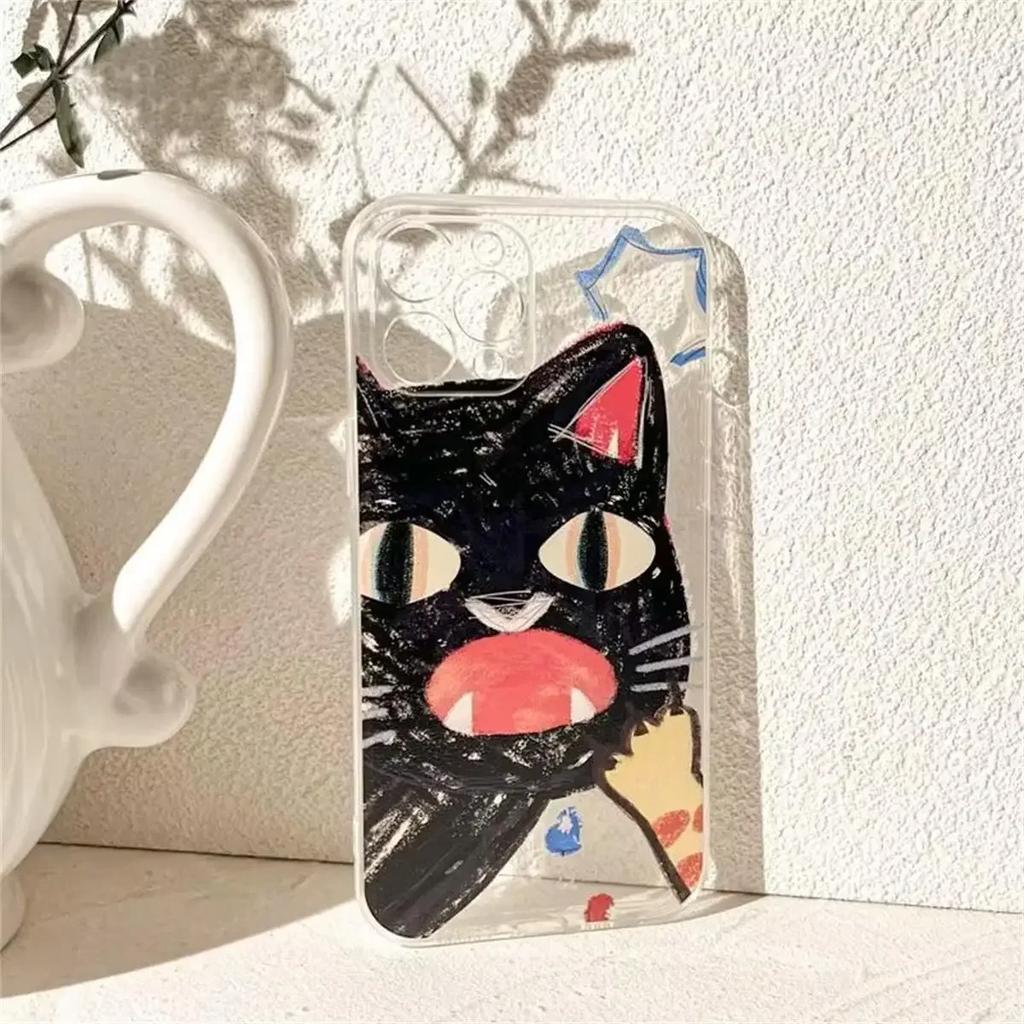 Чехол Doodle Angry Cat для Samsung Galaxy S25 S24 Ultra S23 S22 Plus S20 FE A56 A16 5G A15 A26 A36 A55 A35 A34 A54 Парный чехол
