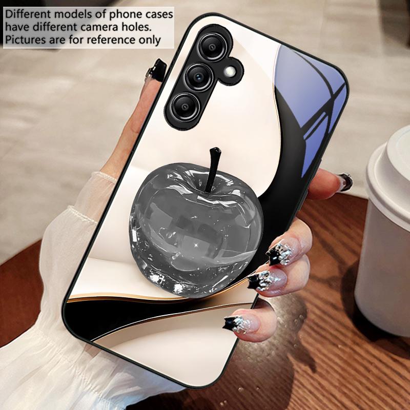 Прозрачный цветной яблочный чехол из стекла для Samsung Galaxy A14 4G 20 30 52 20S 21S 22 32 33 34 42 50 51 53 54 70 71 72 73 5G