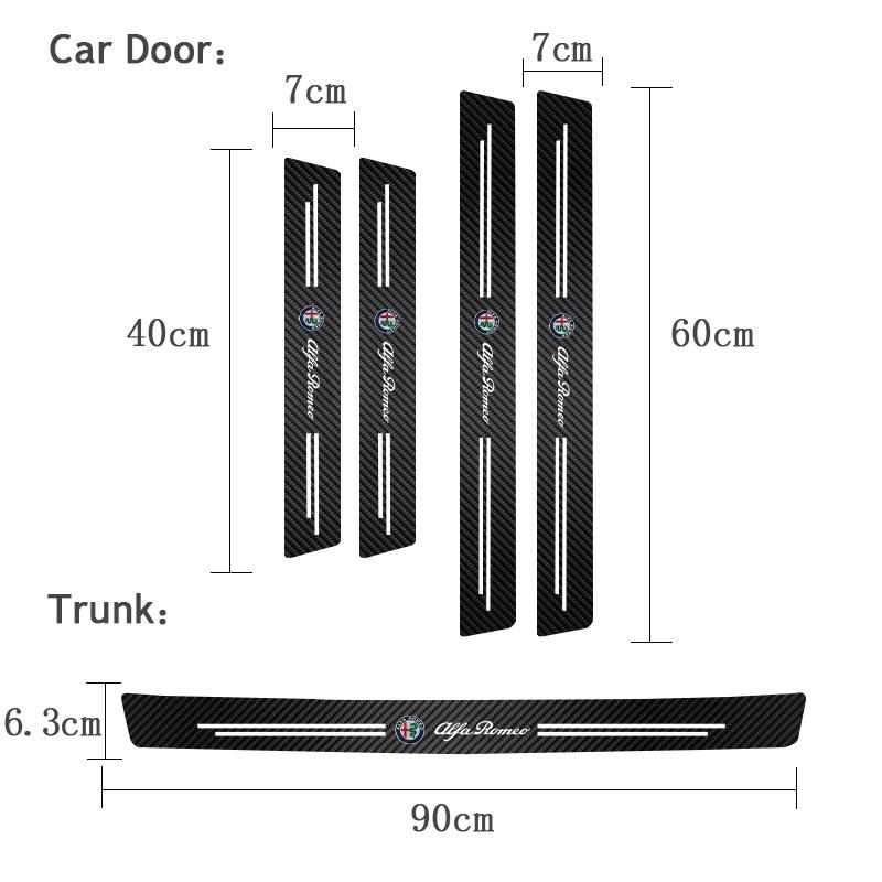 XWFF6 For Alfa Romeo 4C 159 166 156 Giulia SpiderGiulietta TMito 147 Carbon Fiber Car Door Threshold Protector Stickers Waterproof