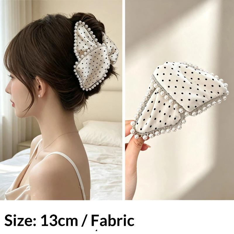 Elegant Polka Dot Pearl Hair Claws for Women Gentle Fashion Non-slip Hair Grips for Party Birthday Gift for Girls