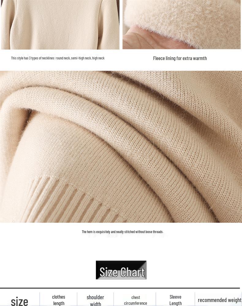 2025 Women's Plus Velvet Knit Base Layer Sweater - Autumn/Winter Thickened One-Piece Top