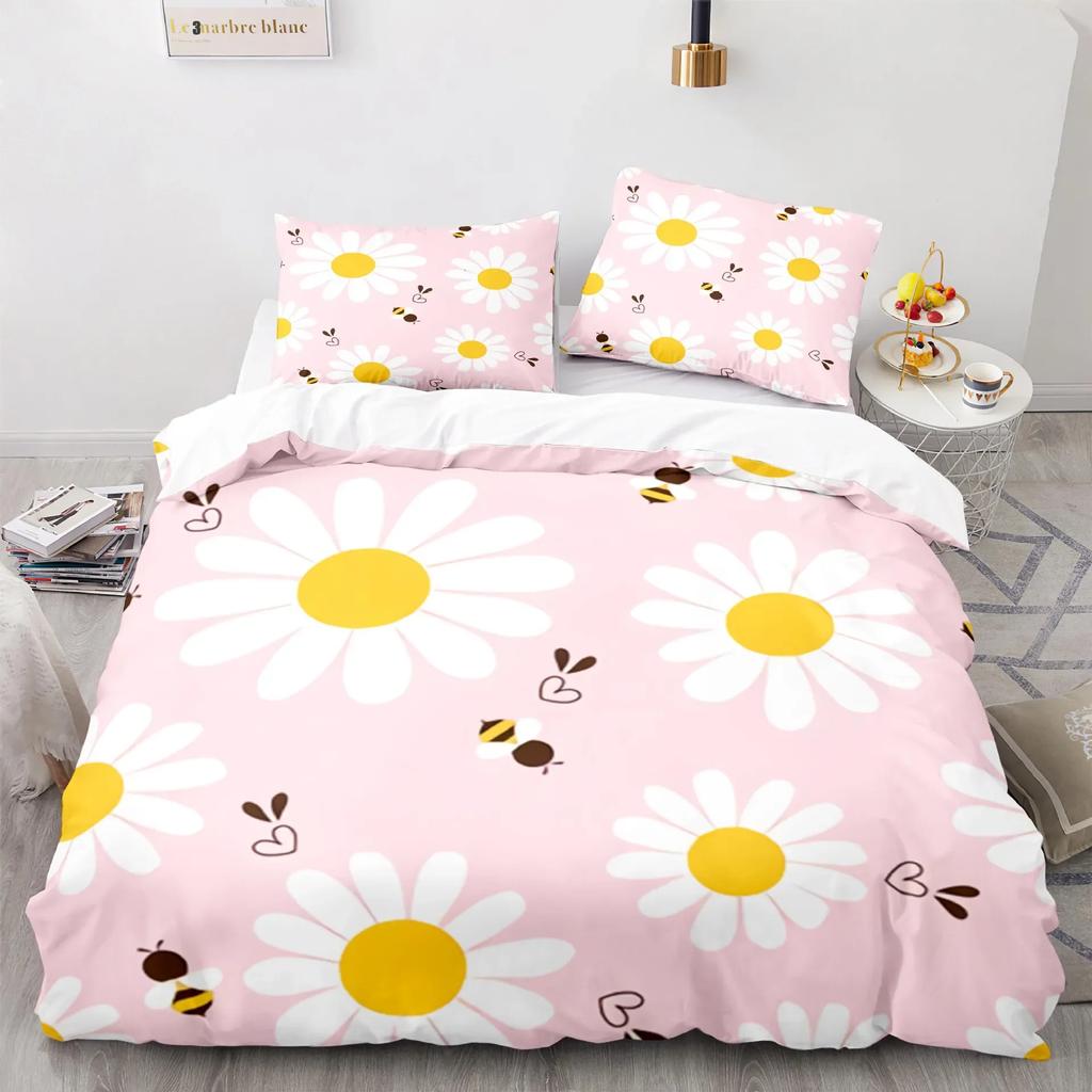 Honey Bee Black White Bedding Set Single Twin Double Queen King Cal King Size Bed Linen Set