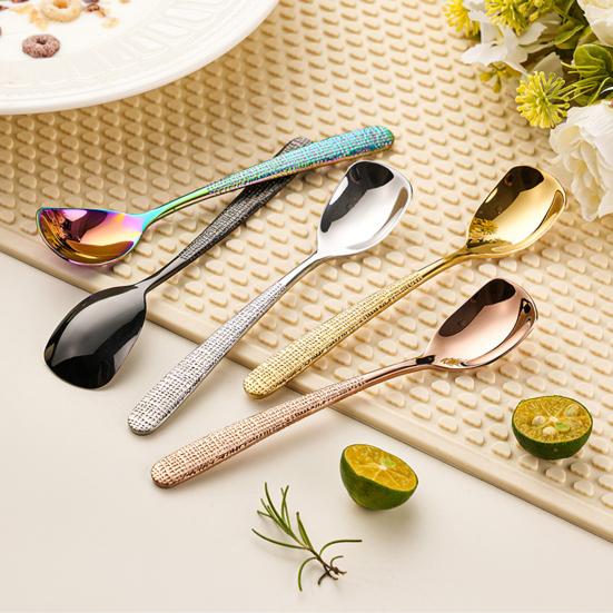 Ложка из нержавеющей стали с кованой текстурой, нескользящей ручкой, половник для супа, многофункциональная кухонная ложка