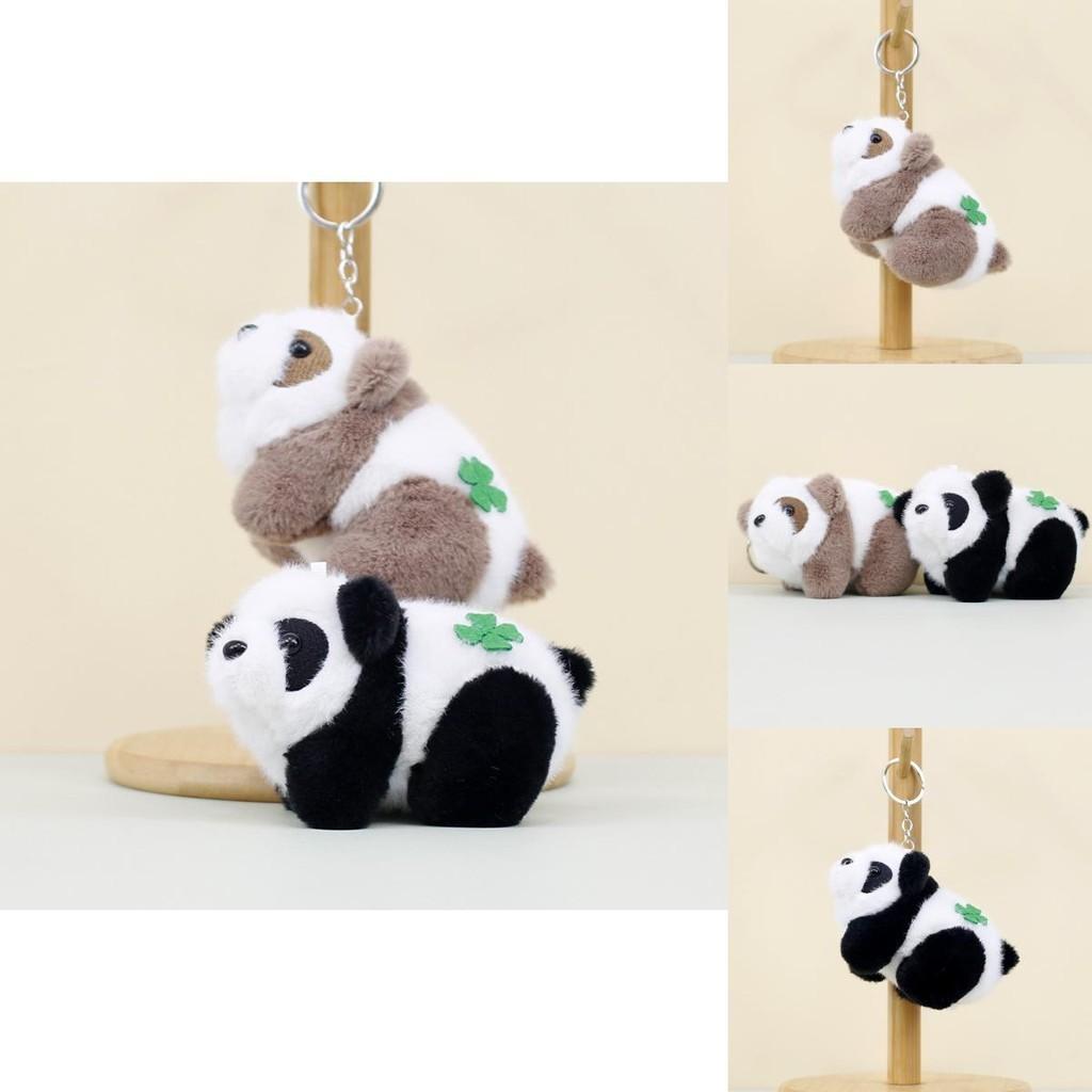 Adorable Realistic Panda Plush Keychain Stuffed Animal Souvenir With Short Plush