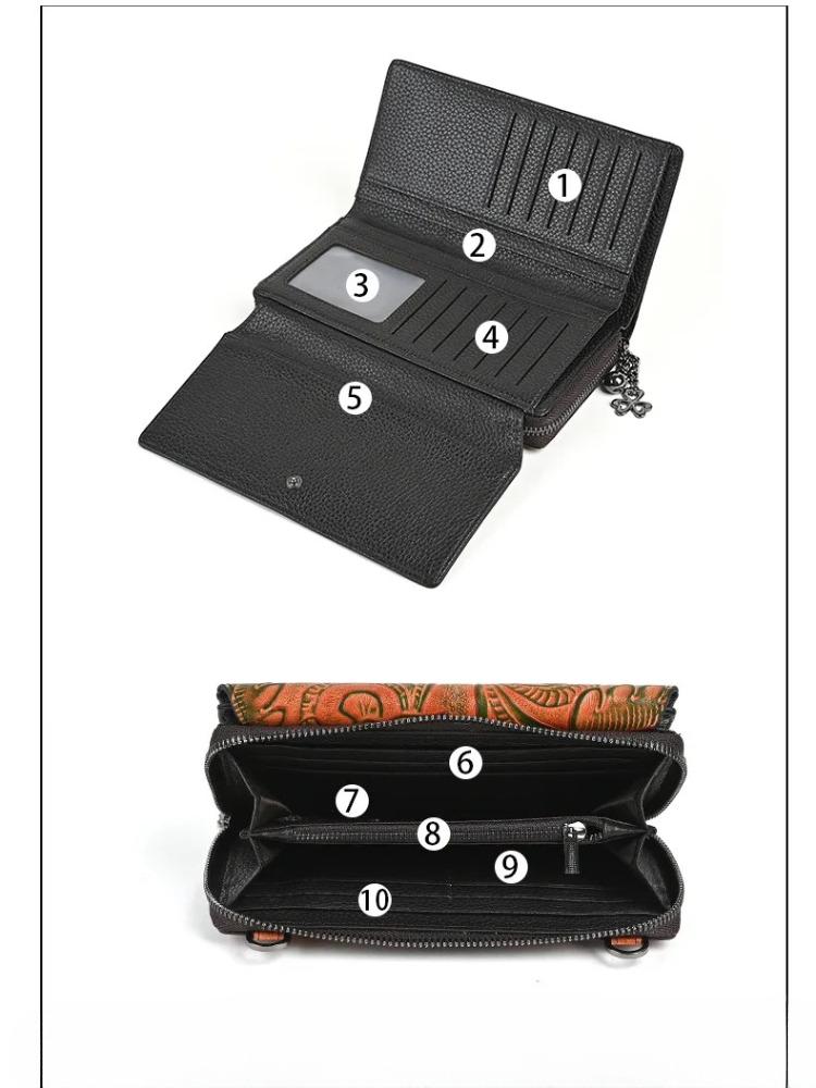 Johnature Сумка для телефона Ретро Тисненый Большая вместимость Мультикарта Женский кошелек Универсальная Маленькая сумка через плечо