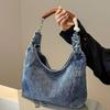 Ретро мягкая джинсовая сумка-тоут для женщин осень новая повседневная сумка подмышкой темперамент дорожные сумки большой емкости через плечо
